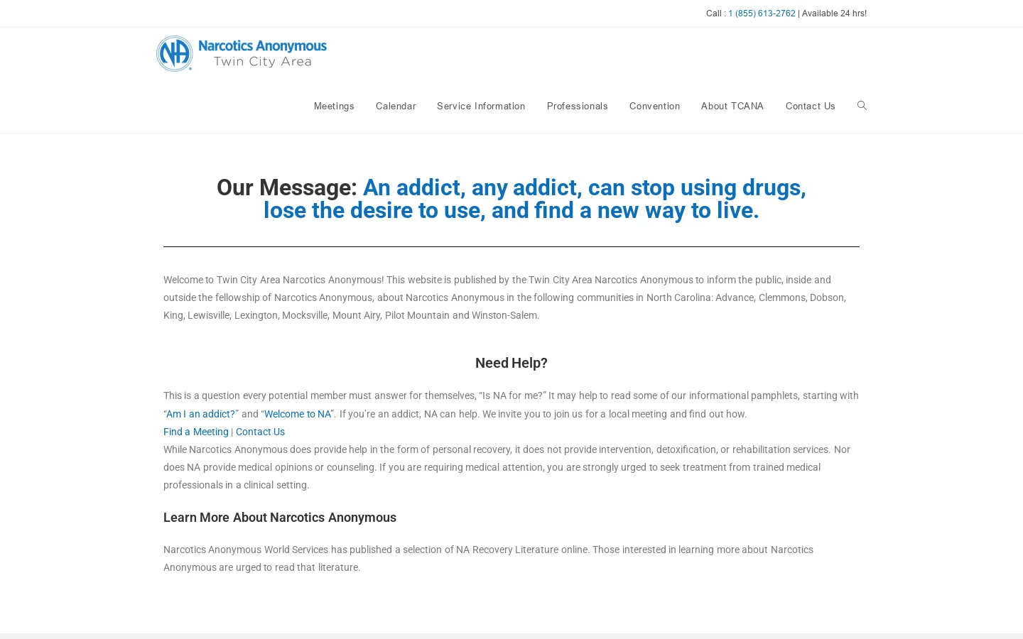 tcana.org Homepage screenshot