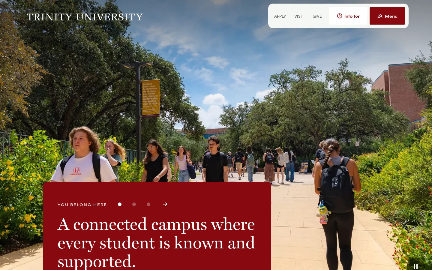 Trinity University Homepage screenshot