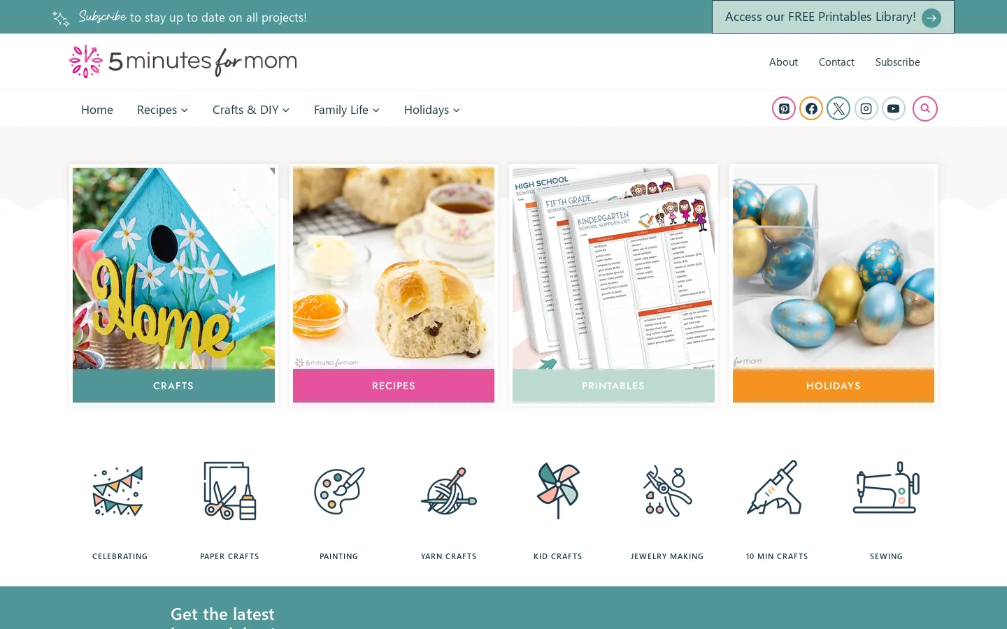 5 Minutes for Mom Homepage screenshot