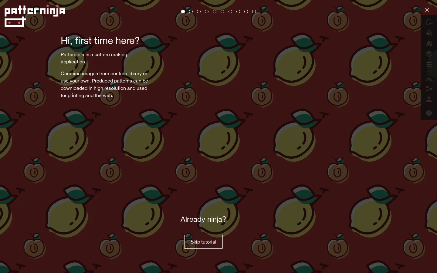 Patterninja Homepage screenshot