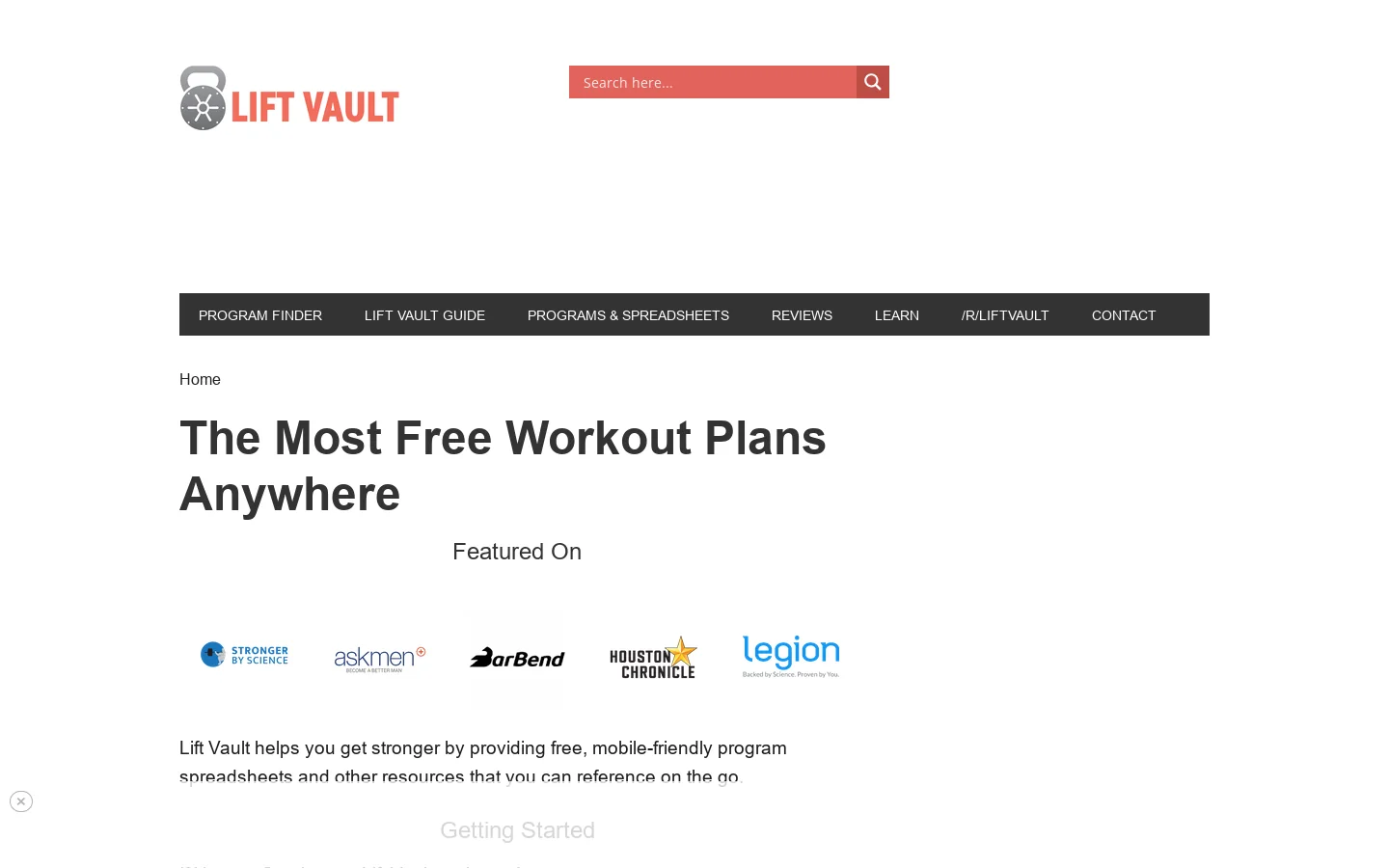 LIFT VAULT Homepage screenshot