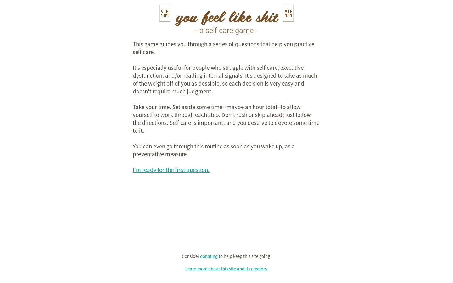 you feel like shit Homepage screenshot