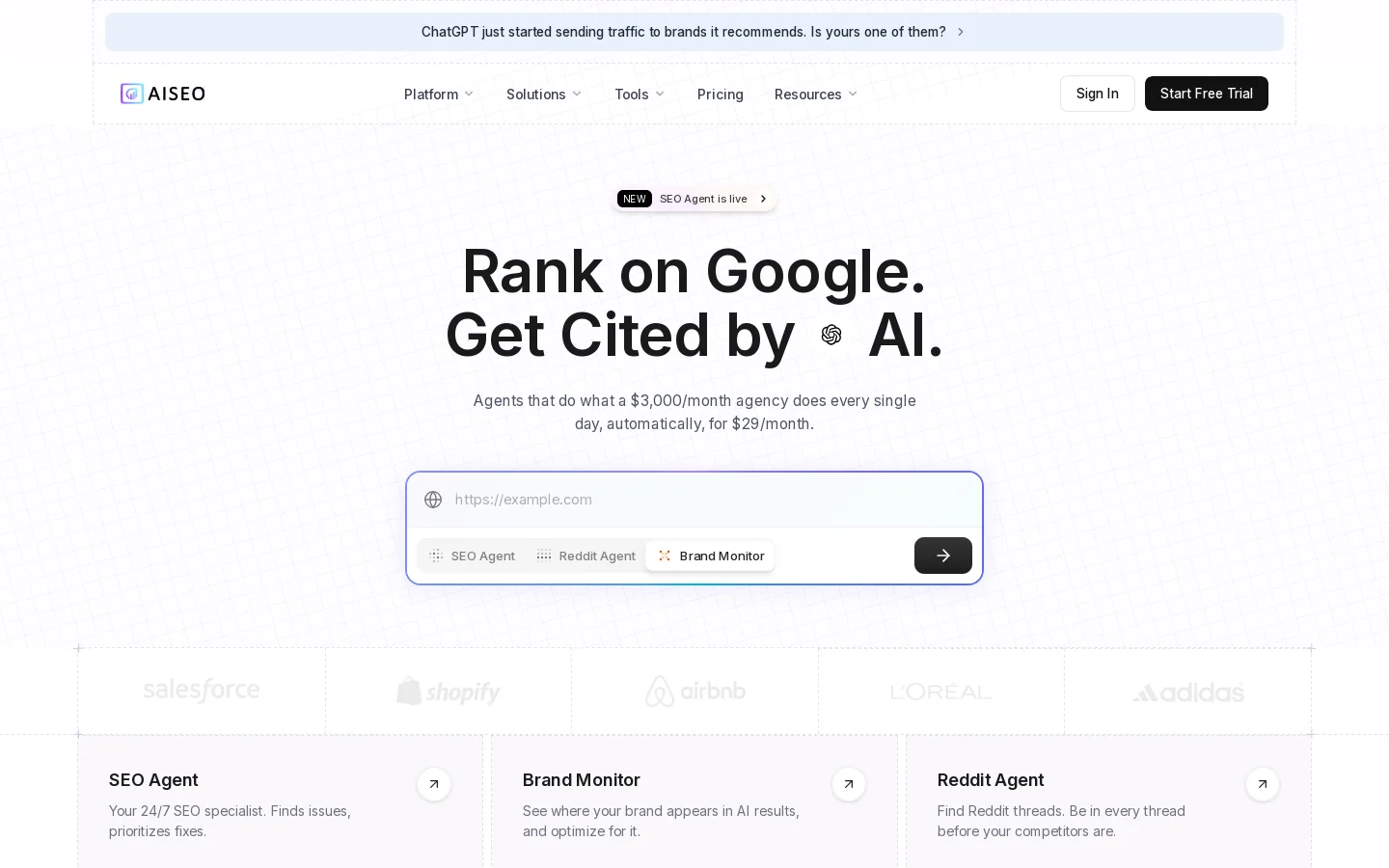 AI SEO Homepage screenshot