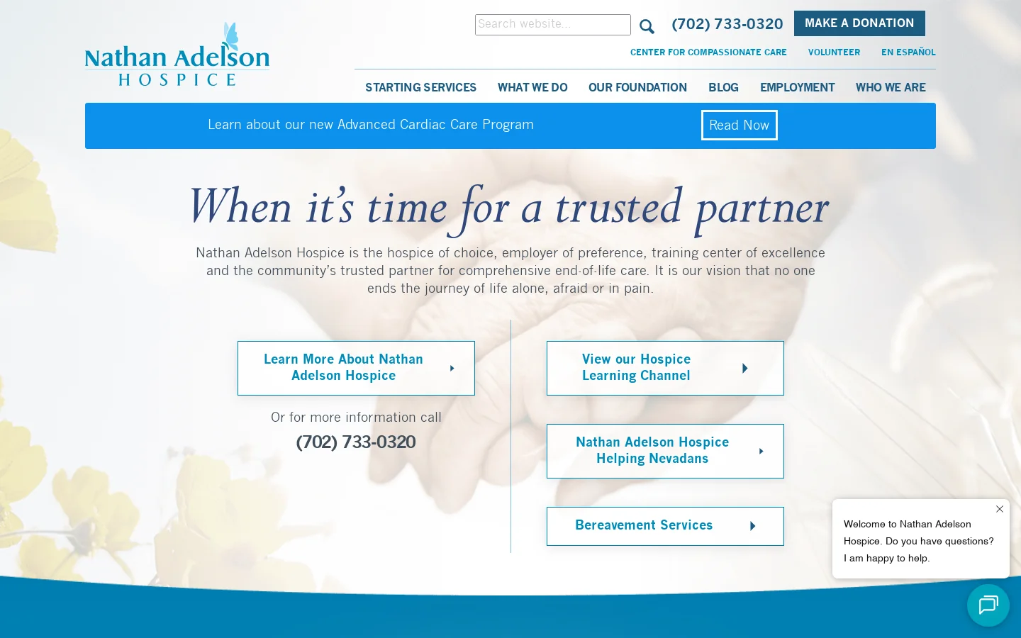 Nathan Adelson Hospice Homepage screenshot