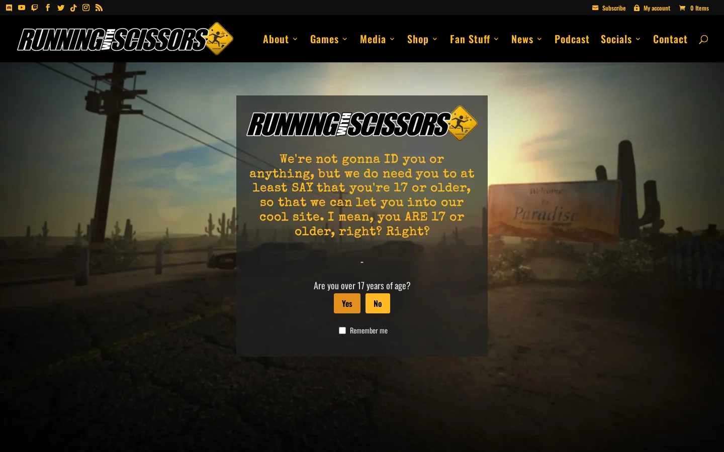 Running With Scissors Homepage screenshot