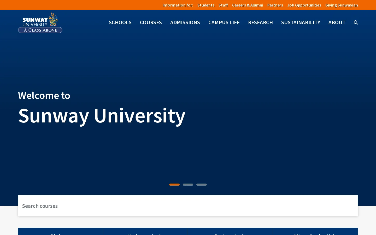 Sunway University Homepage screenshot
