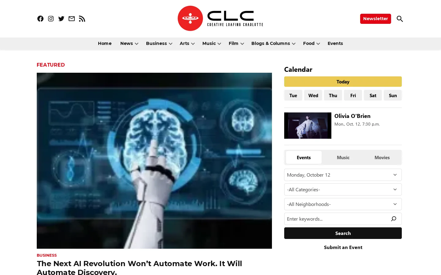 Homepage - Creative Loafing Charlotte Homepage screenshot