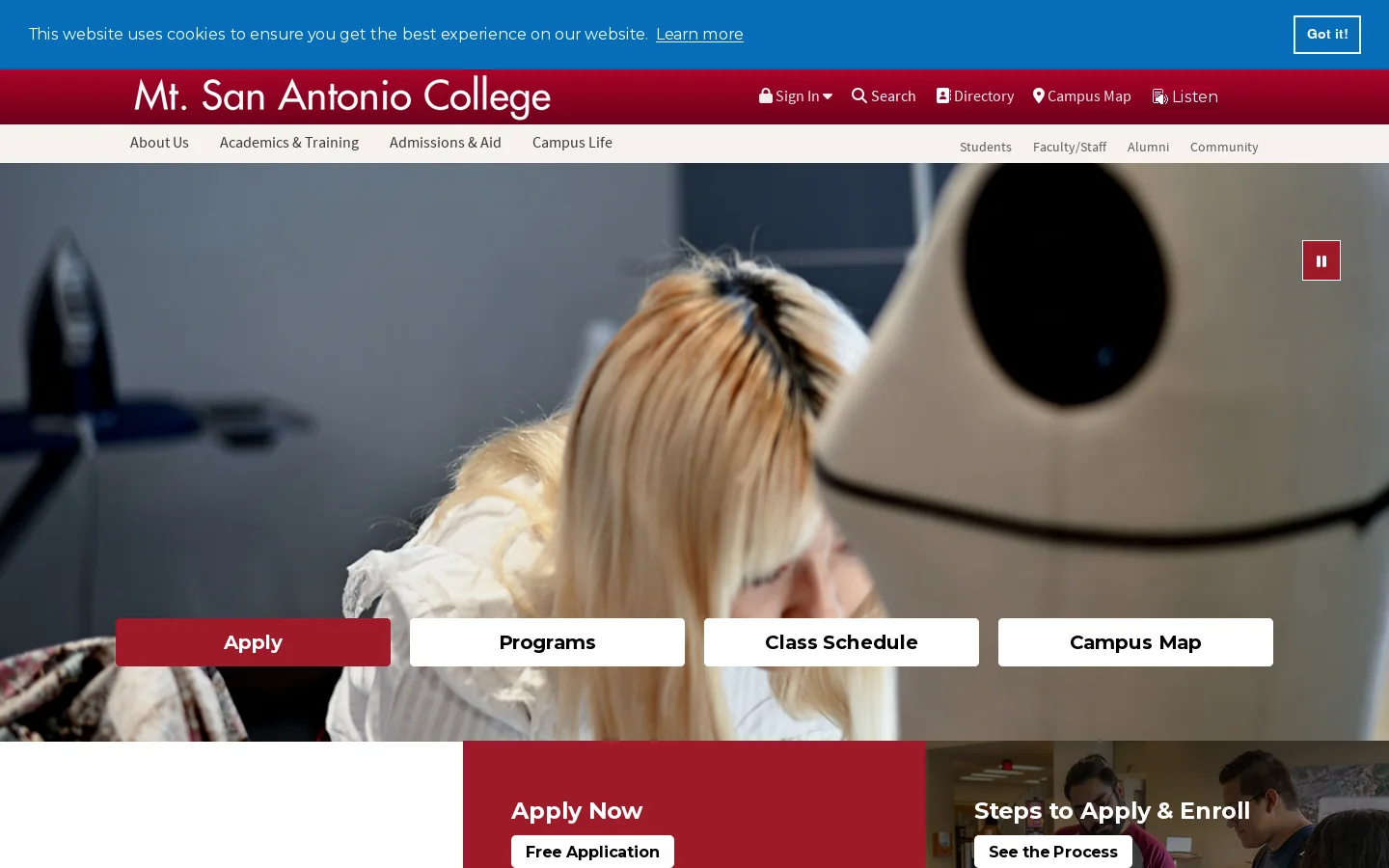 Home | Mt. San Antonio College Homepage screenshot