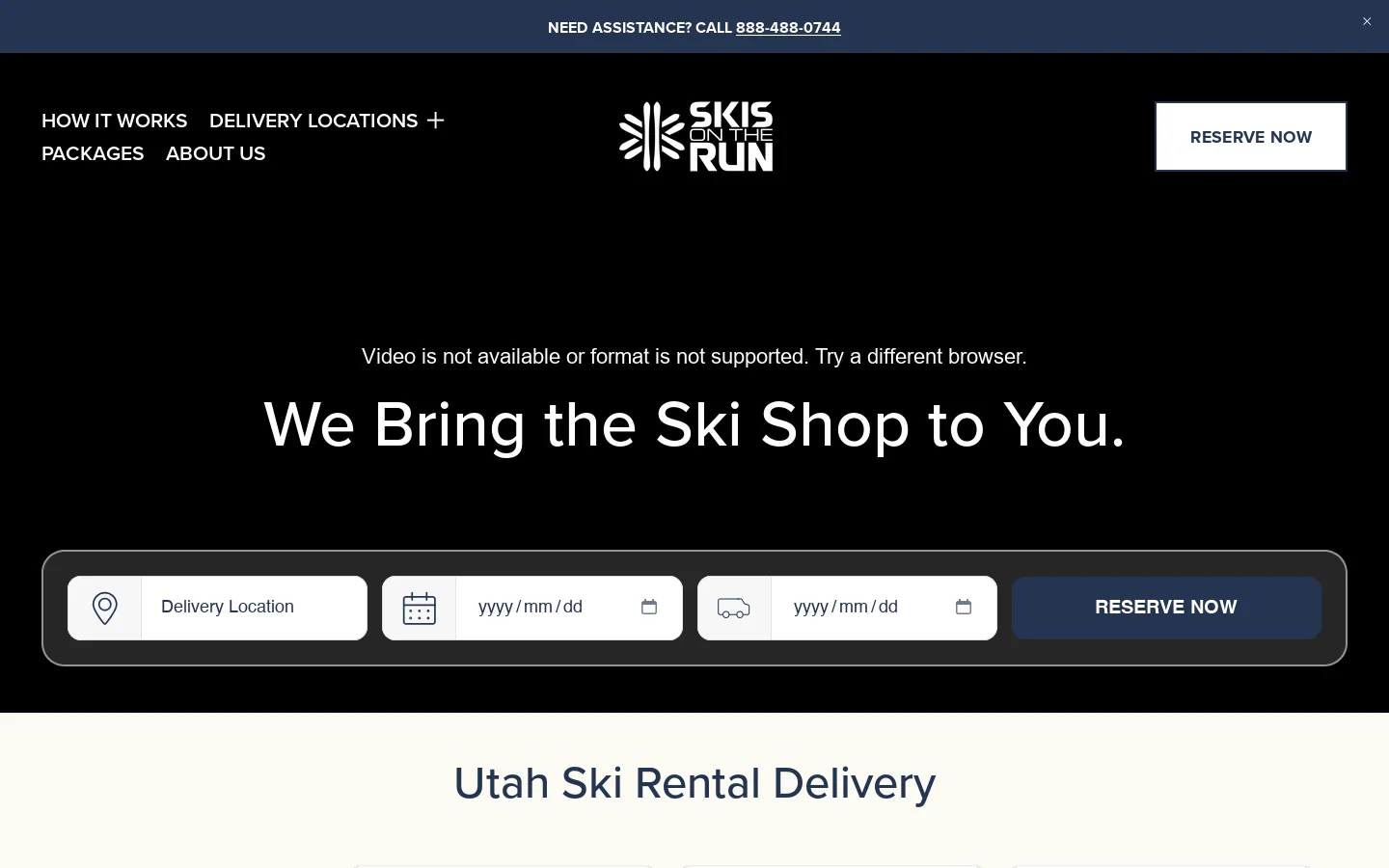 Skis On The Run Homepage screenshot