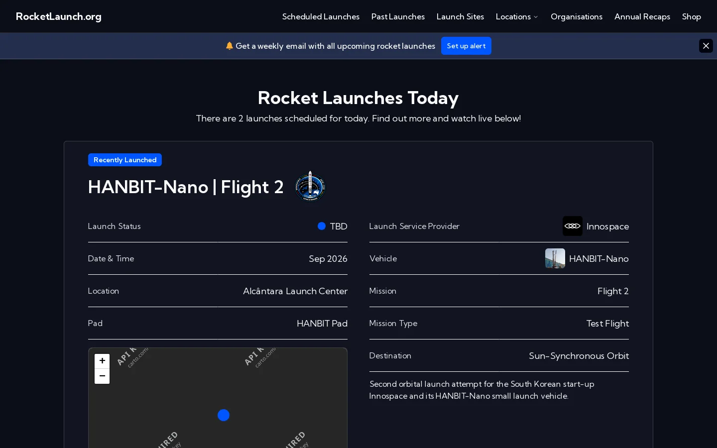 RocketLaunch.org Homepage screenshot