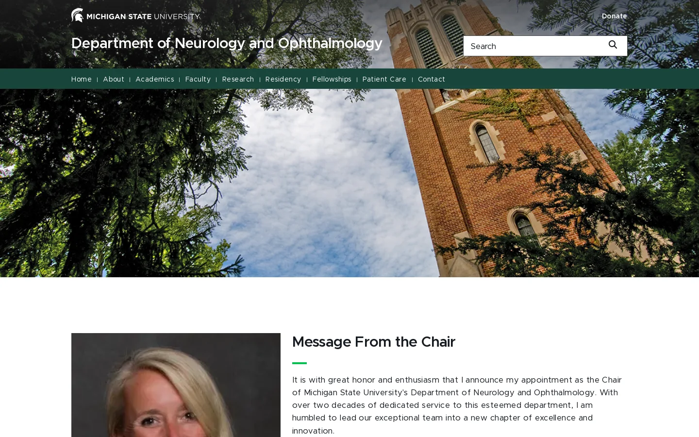 Neurology and Ophthalmology Homepage screenshot