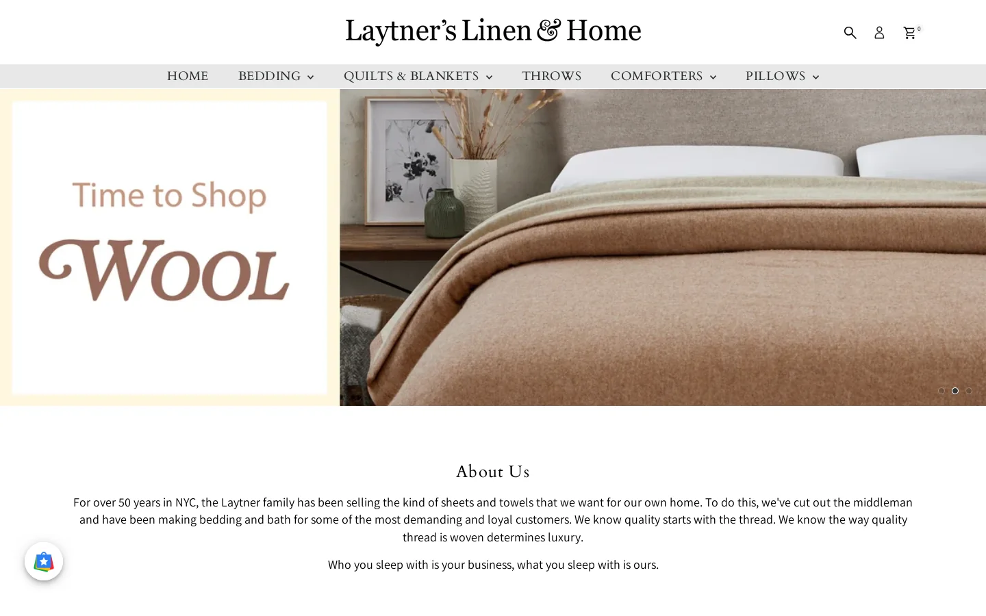 Laytner's Linen & Home Homepage screenshot
