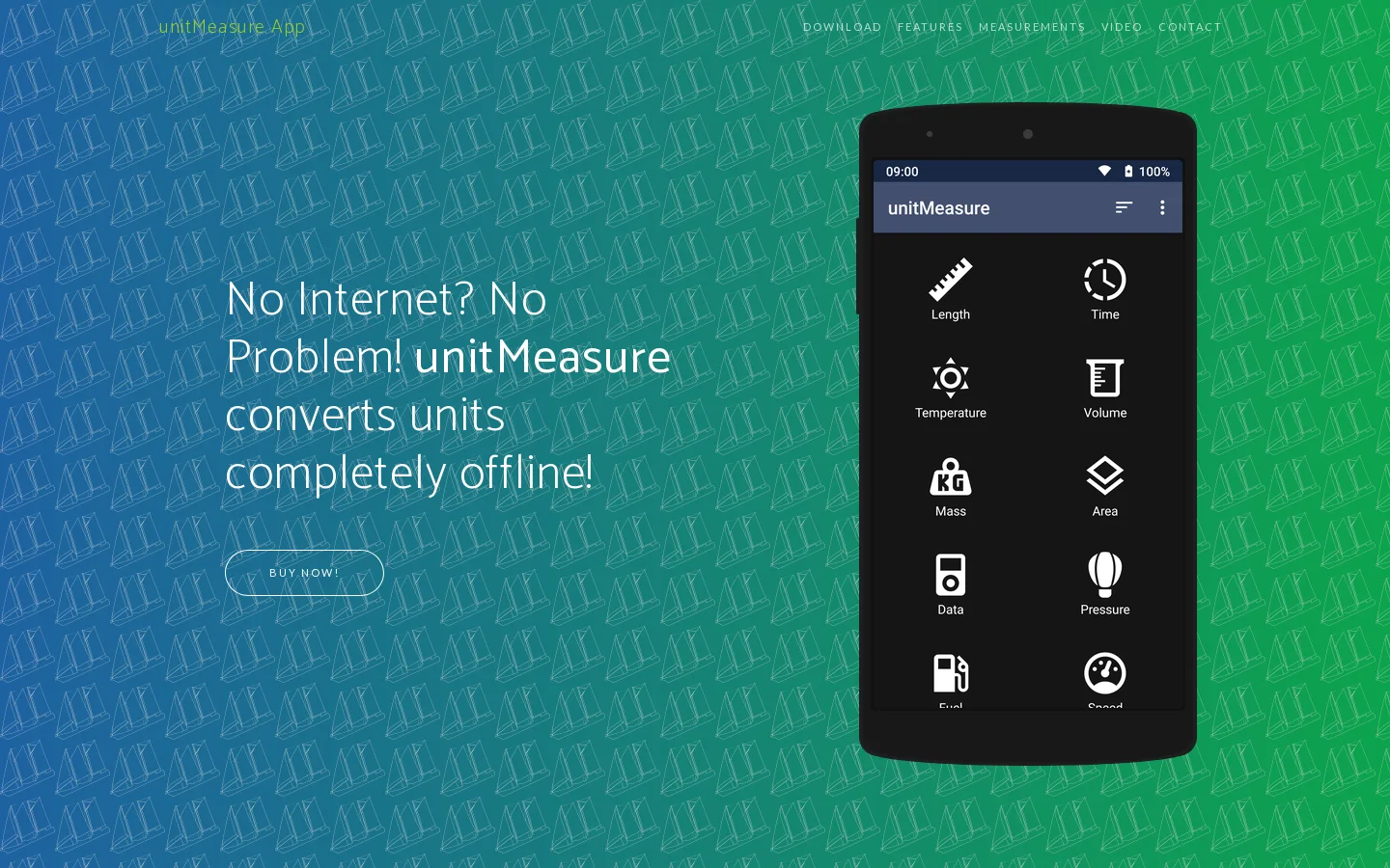 unitMeasure Homepage screenshot