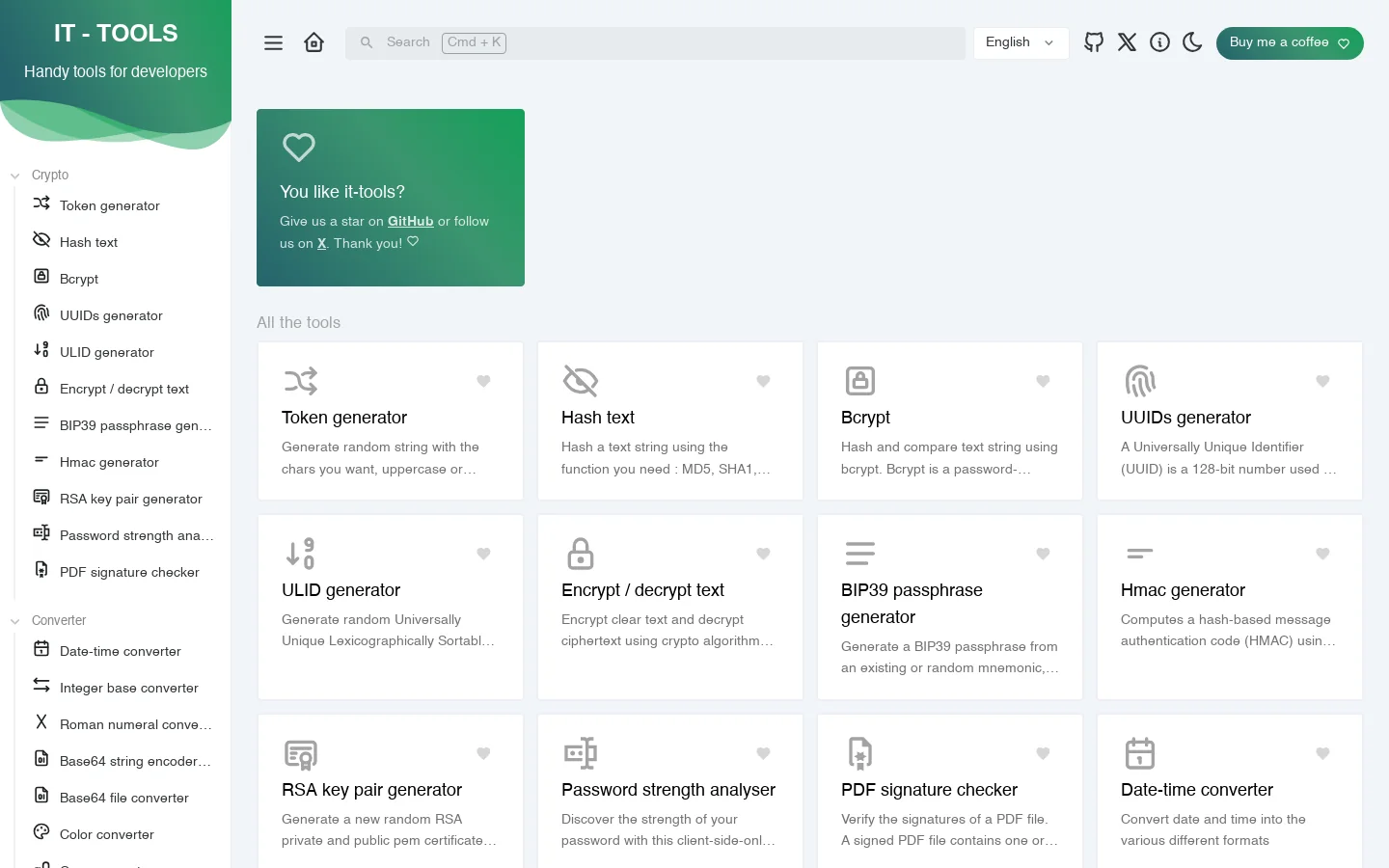 IT Tools Homepage screenshot