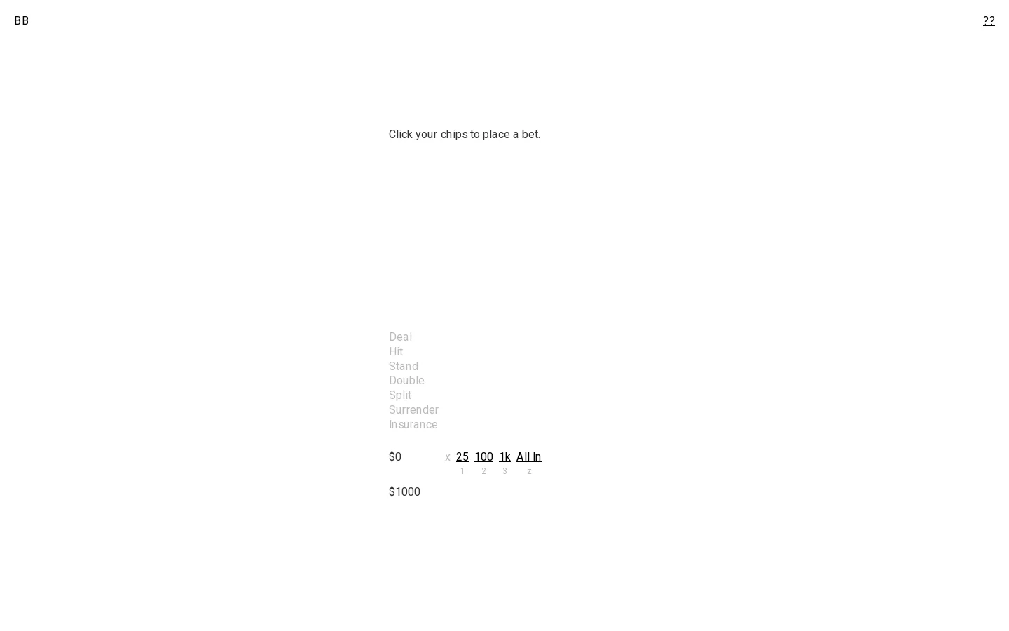 Blackjack Break Homepage screenshot