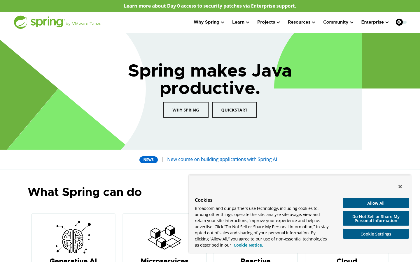 Spring Homepage screenshot