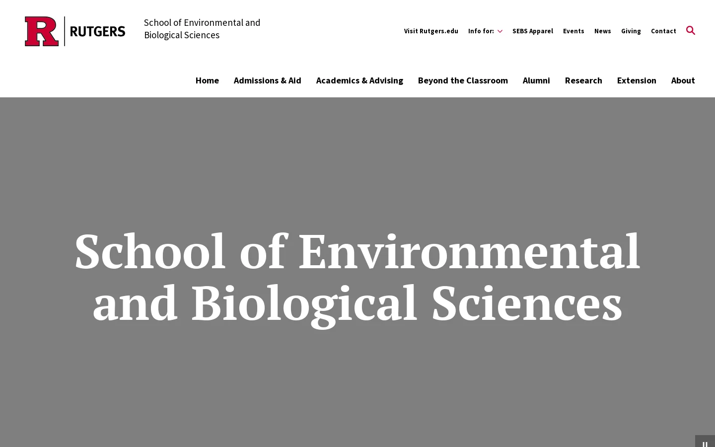 The Rutgers School of Environmental and Biological Sciences Homepage screenshot