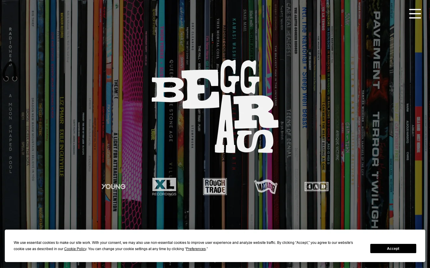 Beggars Group Homepage screenshot