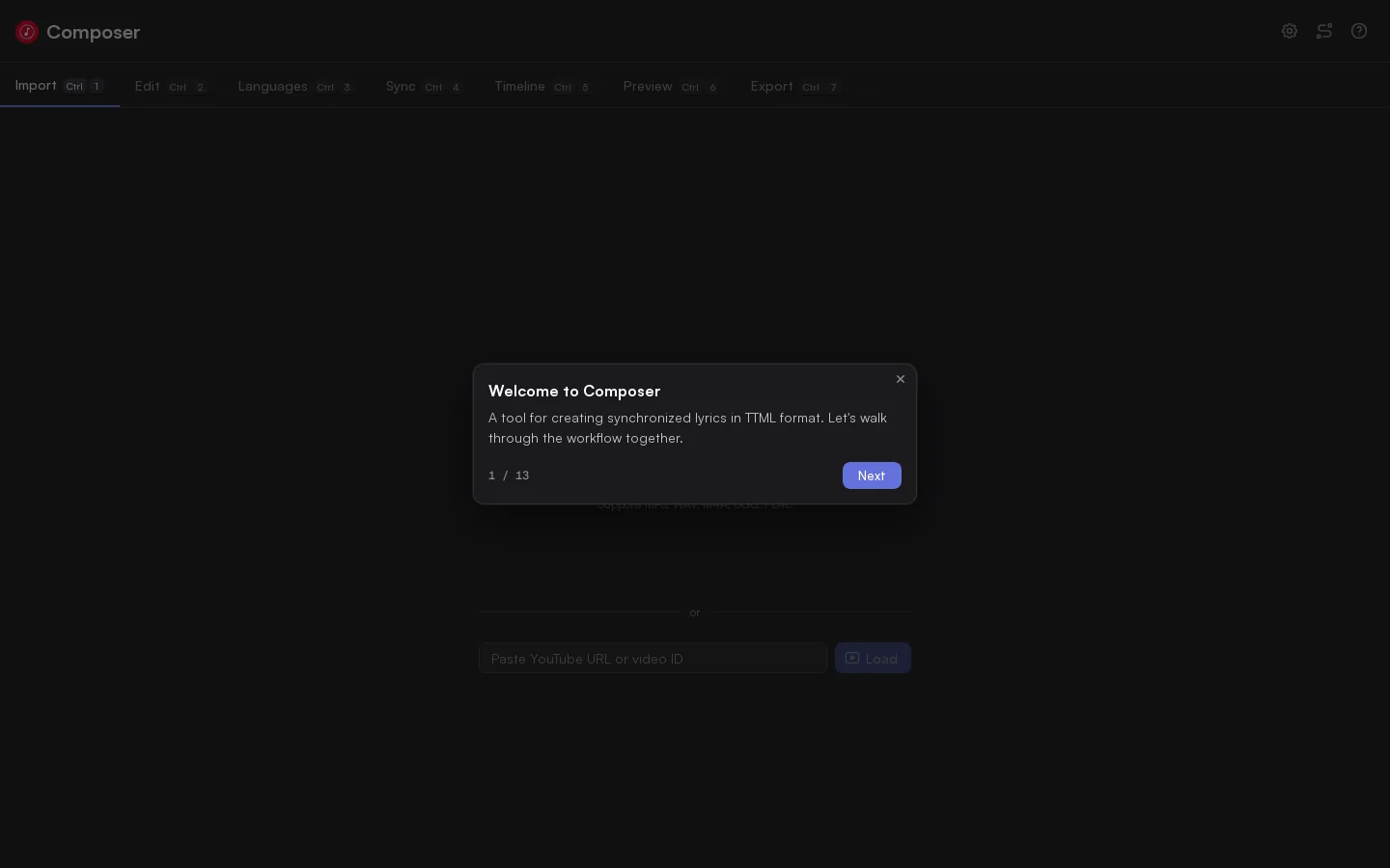 Composer ・ Free TTML Lyrics Editor Homepage screenshot