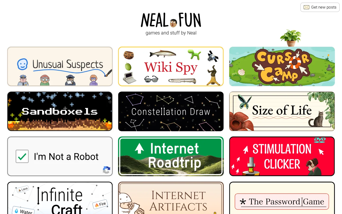 Neal.fun Homepage screenshot