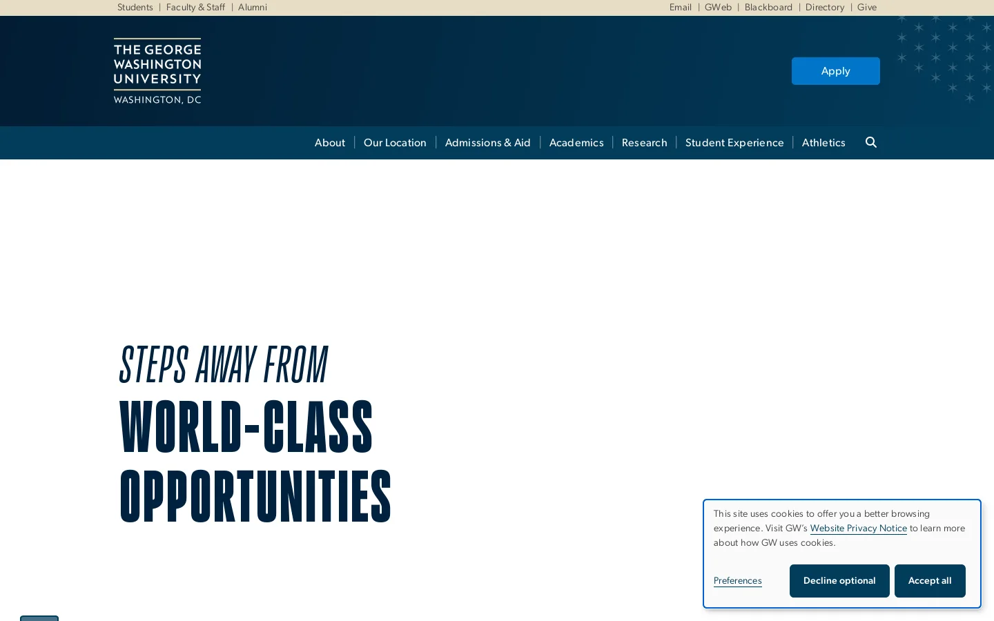 The George Washington University Homepage screenshot