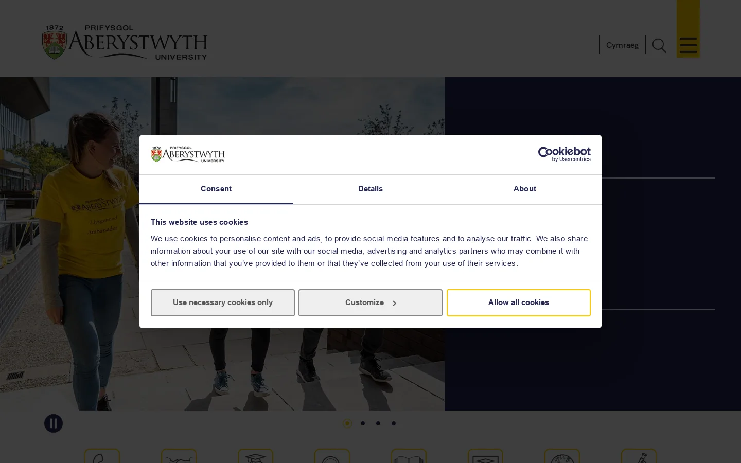 Aberystwyth University Homepage screenshot