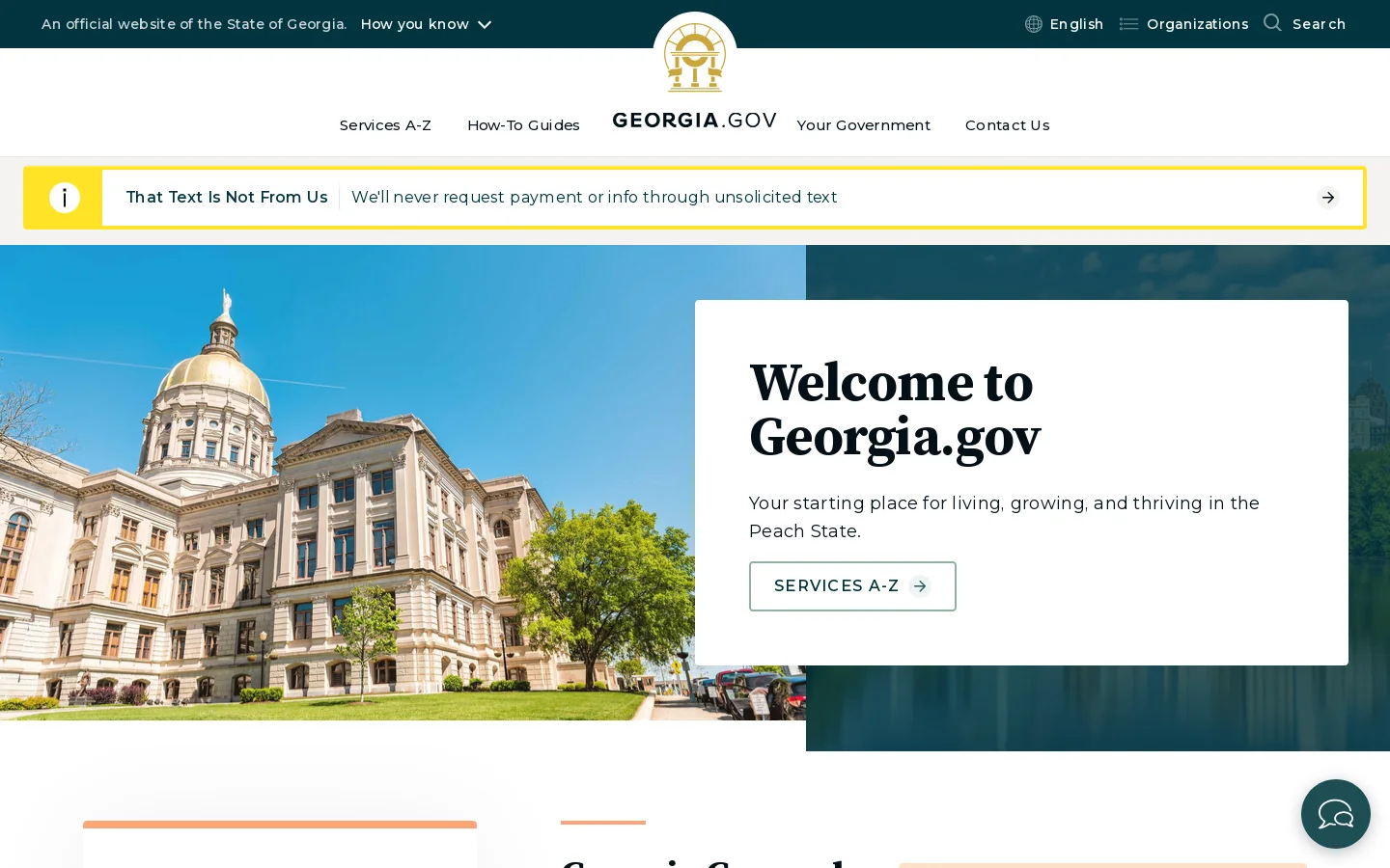 Georgia.gov Homepage screenshot