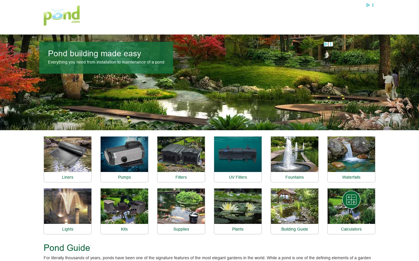 Pond.com Homepage screenshot