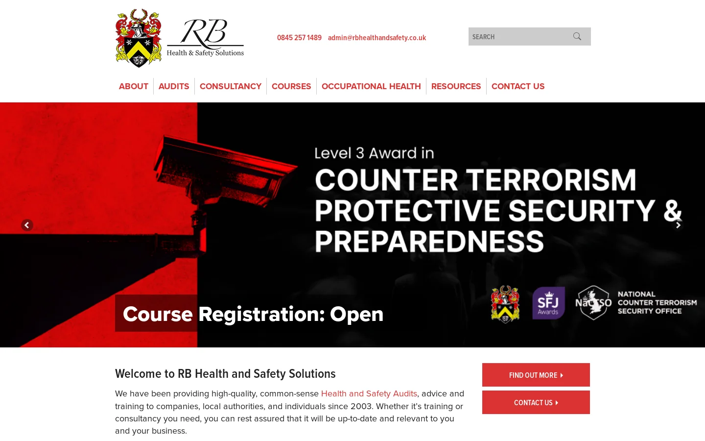 Health & Safety Audit and Consultancy Services for Offices & the Theatre Homepage screenshot