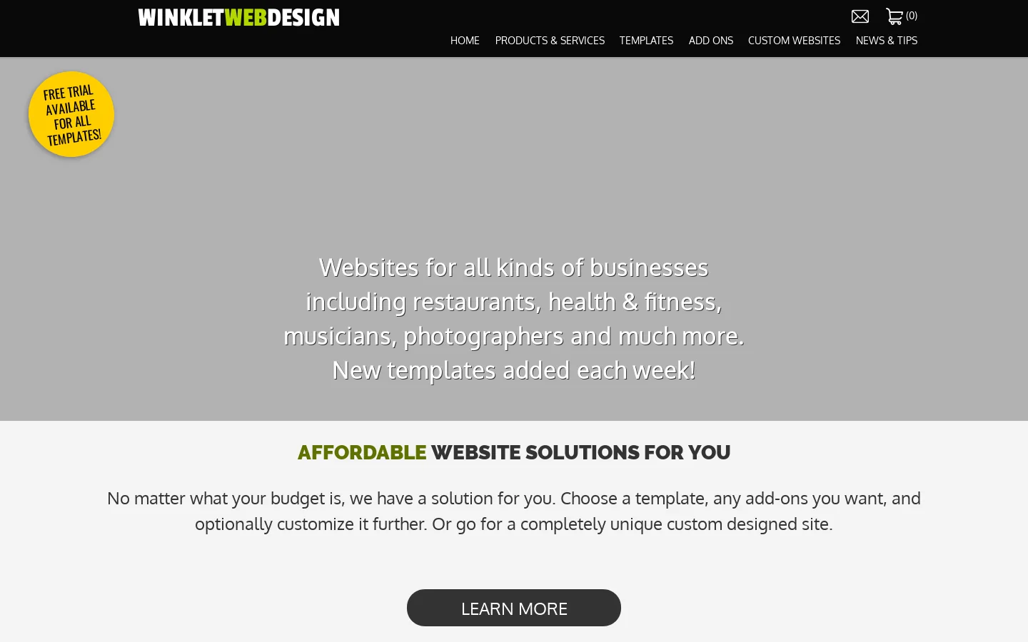 Get your Website Today by Winklet Web Design ― easy, affordable responsive website templates and custom website solutions Homepage screenshot
