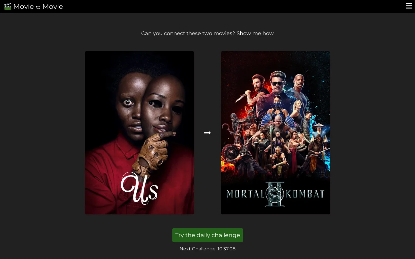 Movie to Movie Homepage screenshot