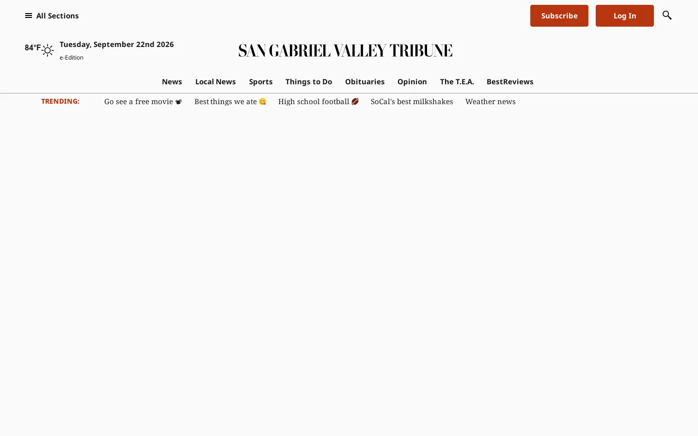 San Gabriel Valley Tribune: Local News, Sports, Things To Do Homepage screenshot