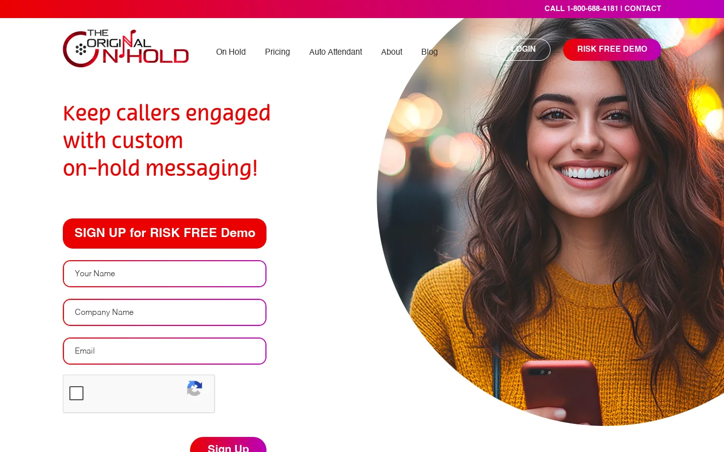 On Hold Music and Messages for Businesses | Original On Hold Homepage screenshot