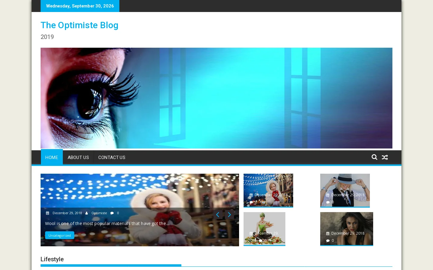 The Optimiste Blog – 2019 Homepage screenshot
