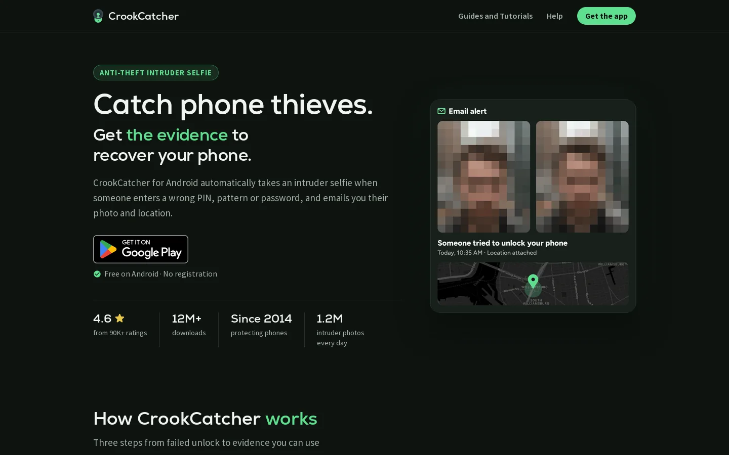 CrookCatcher Homepage screenshot
