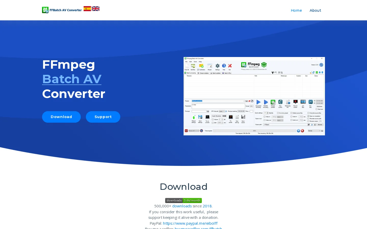 FFmpeg Batch AV Converter Homepage screenshot