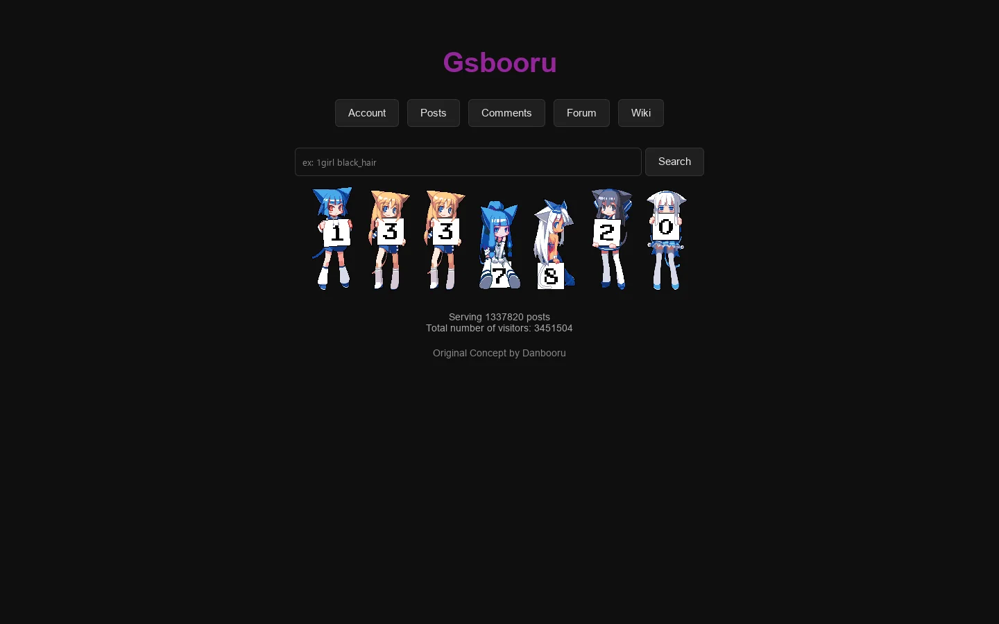 Gsbooru - Anime Imageboard Homepage screenshot