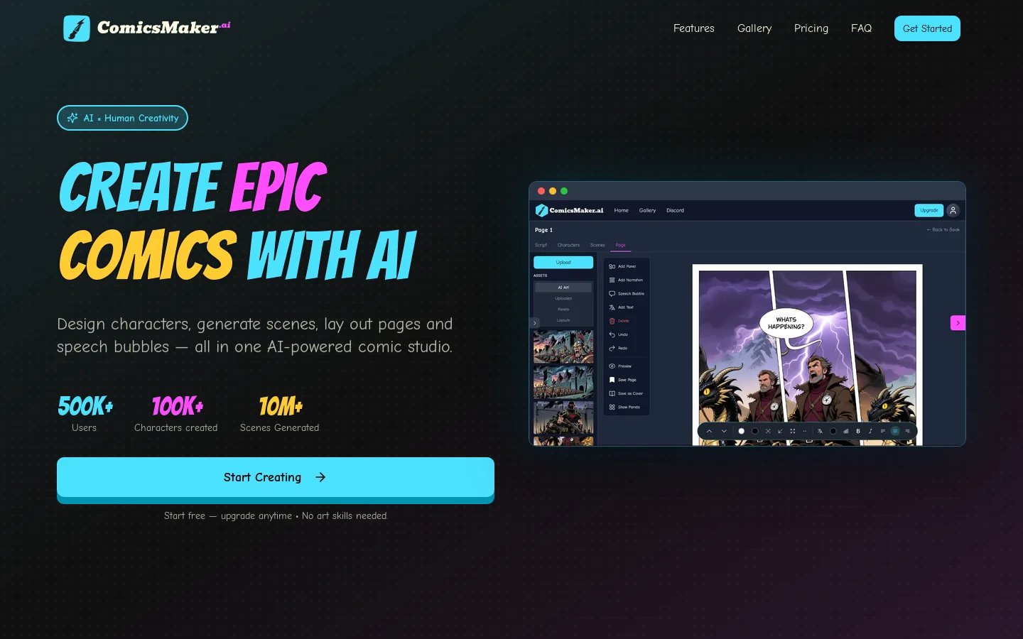 ComicsMaker Homepage screenshot