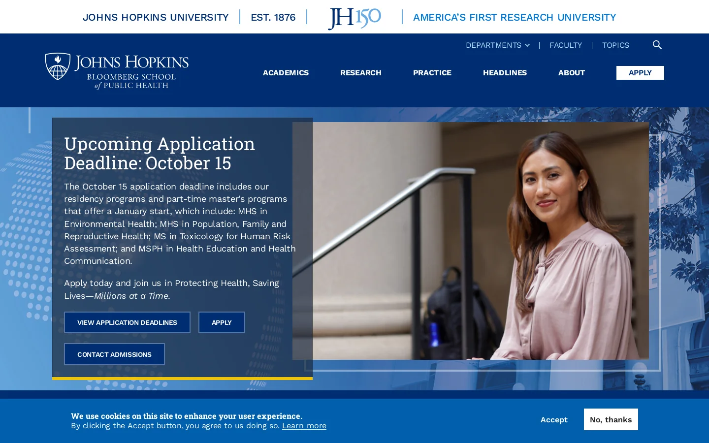 Johns Hopkins Bloomberg School of Public Health Homepage screenshot