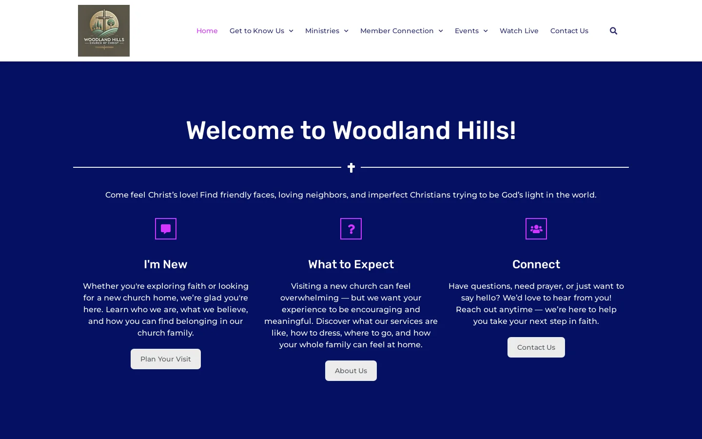 Woodland Hills Church of Christ Homepage screenshot