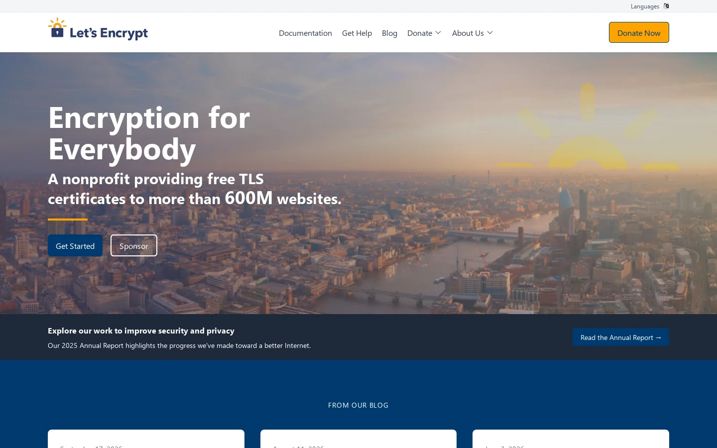Let's Encrypt Homepage screenshot