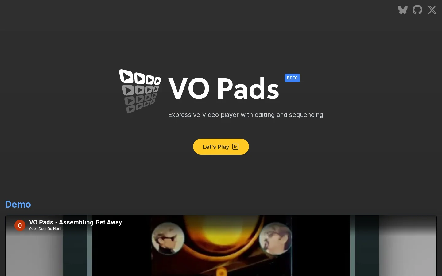 VO Pads Homepage screenshot