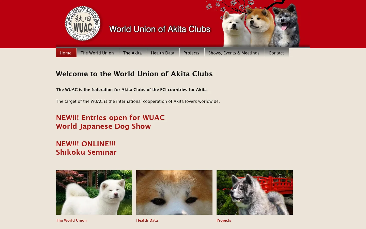 WUAC Homepage screenshot