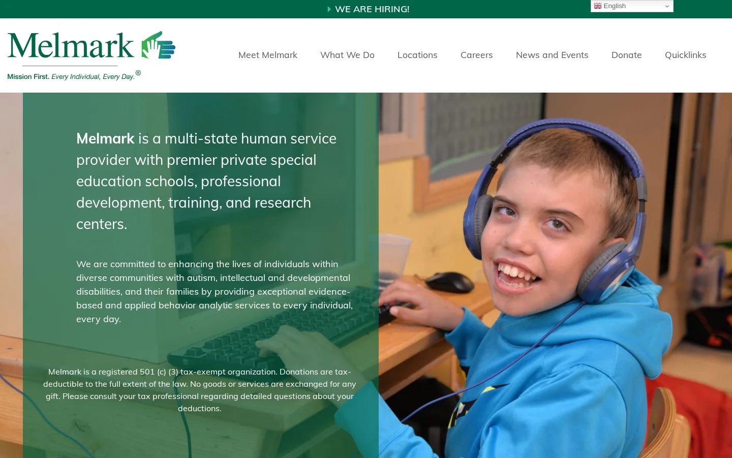 Melmark Homepage screenshot