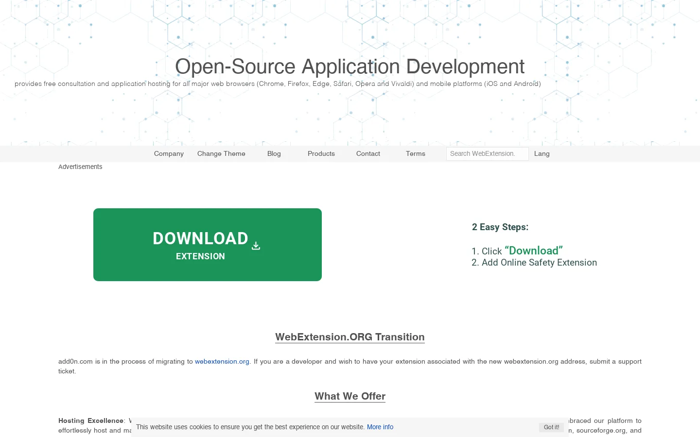 WebExtension.ORG Homepage screenshot