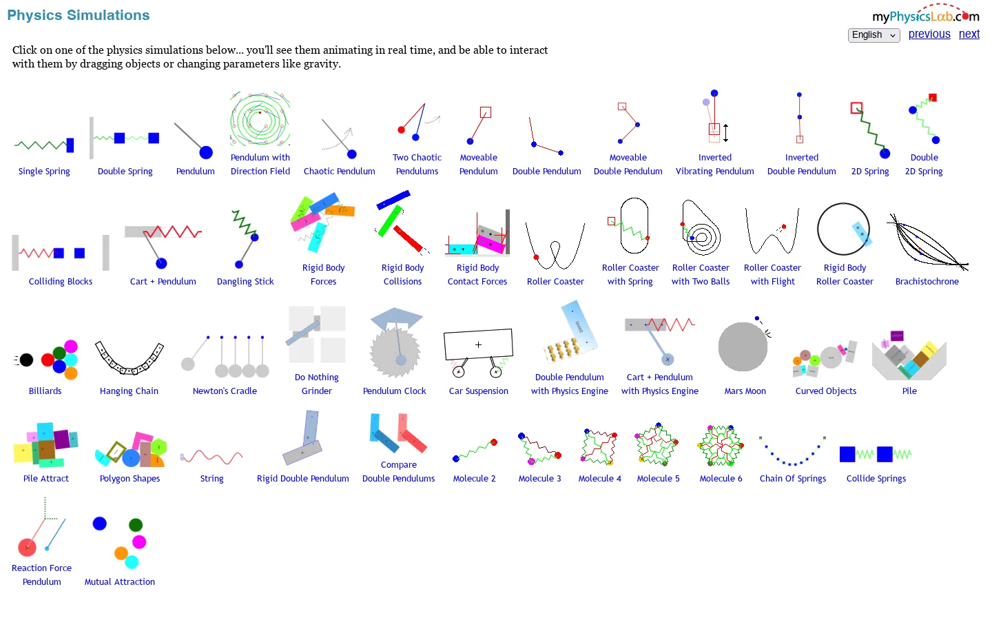 myPhysicsLab Home Page Homepage screenshot