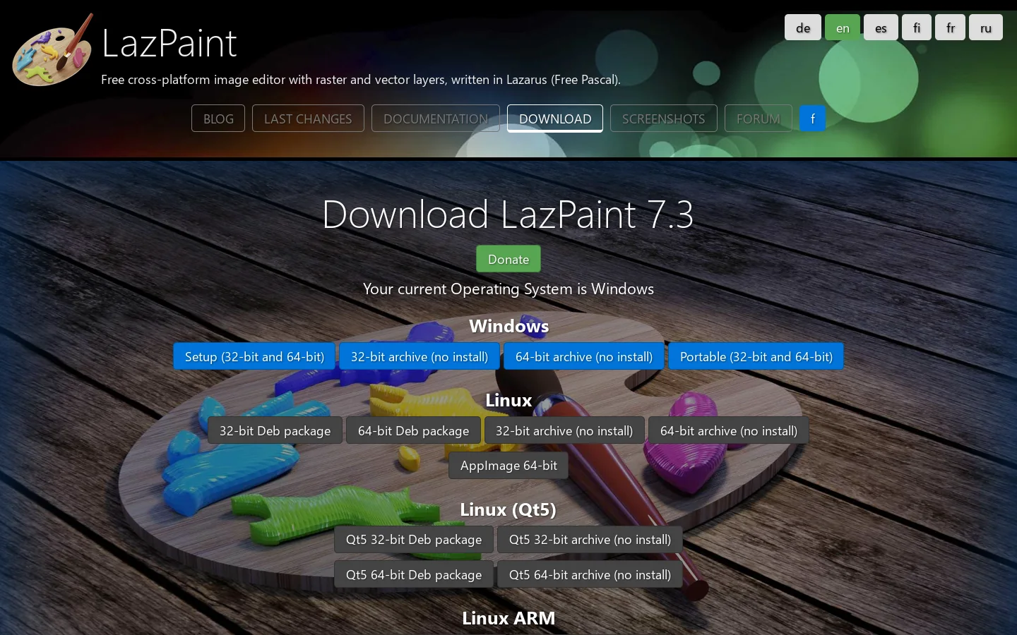 Download LazPaint Homepage screenshot