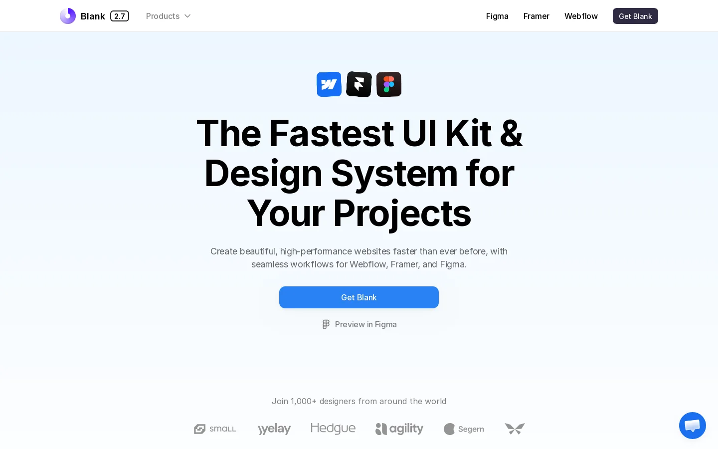 Blank: Figma UI kit and Design system Homepage screenshot