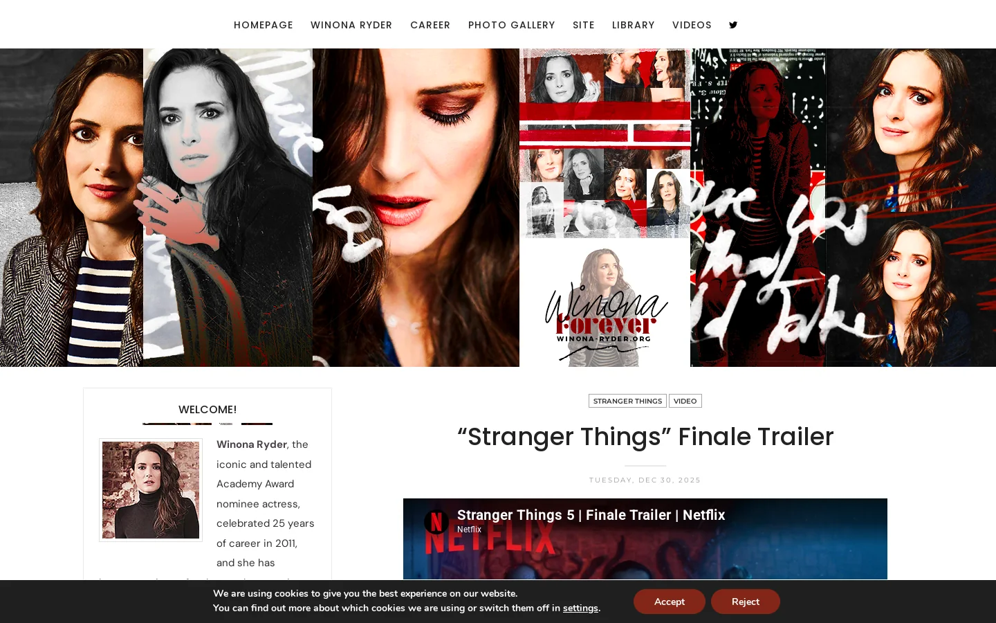 Winona Ryder Forever Homepage screenshot