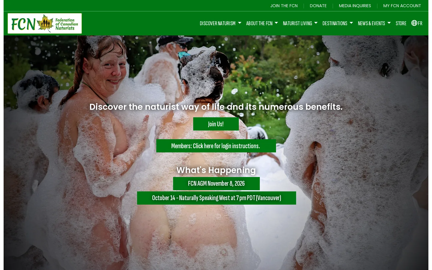 Federation of Canadian Naturists Homepage screenshot